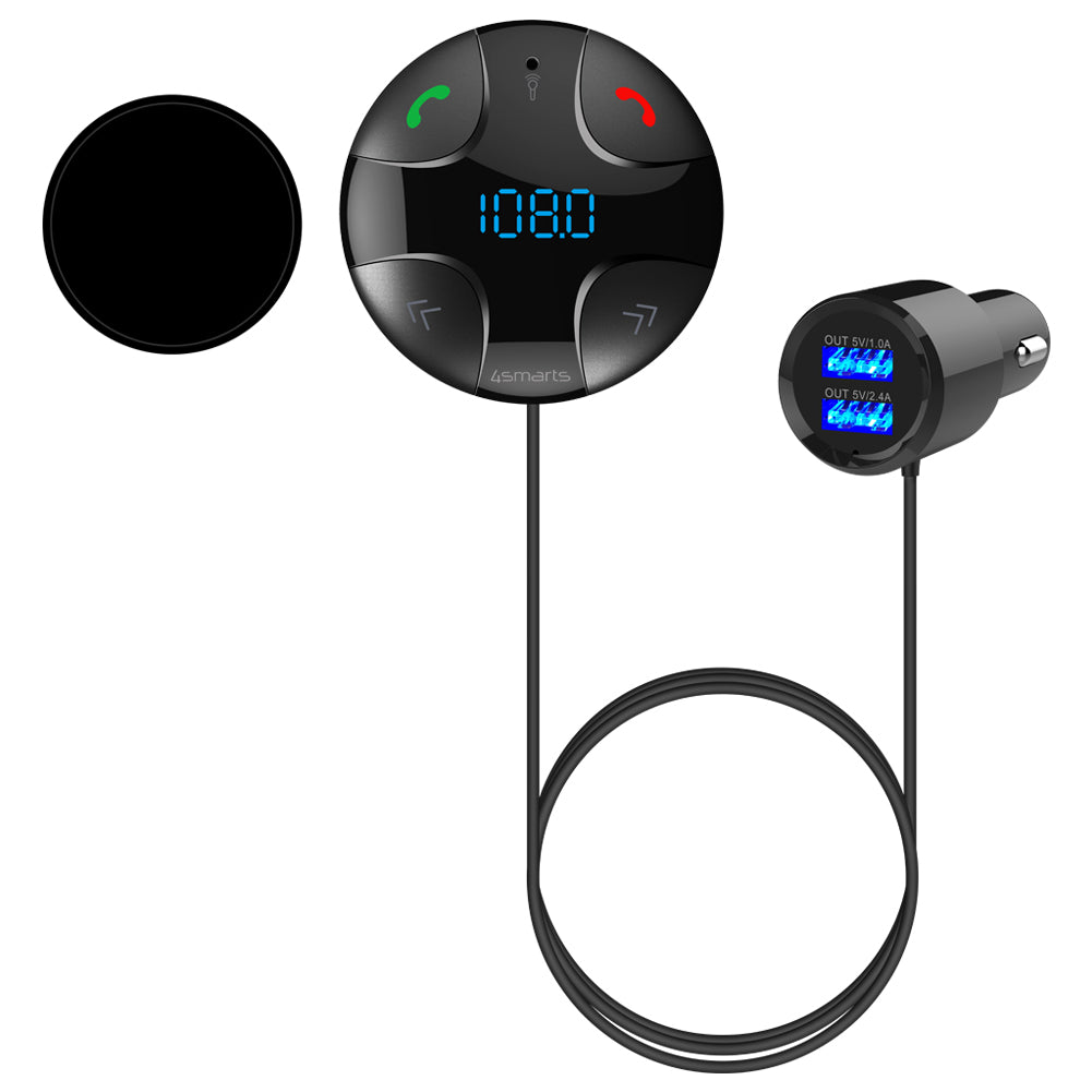 4smarts Bluetooth FM Transmitter DashRemote mit Multimedia-In, Freisprechfunktion, KFZ Ladegerät