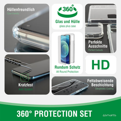 4smarts 360° Starter Set mit X-Pro Full Cover Glas, Montagerahmen und UltiMag Hülle für Apple iPhone 13