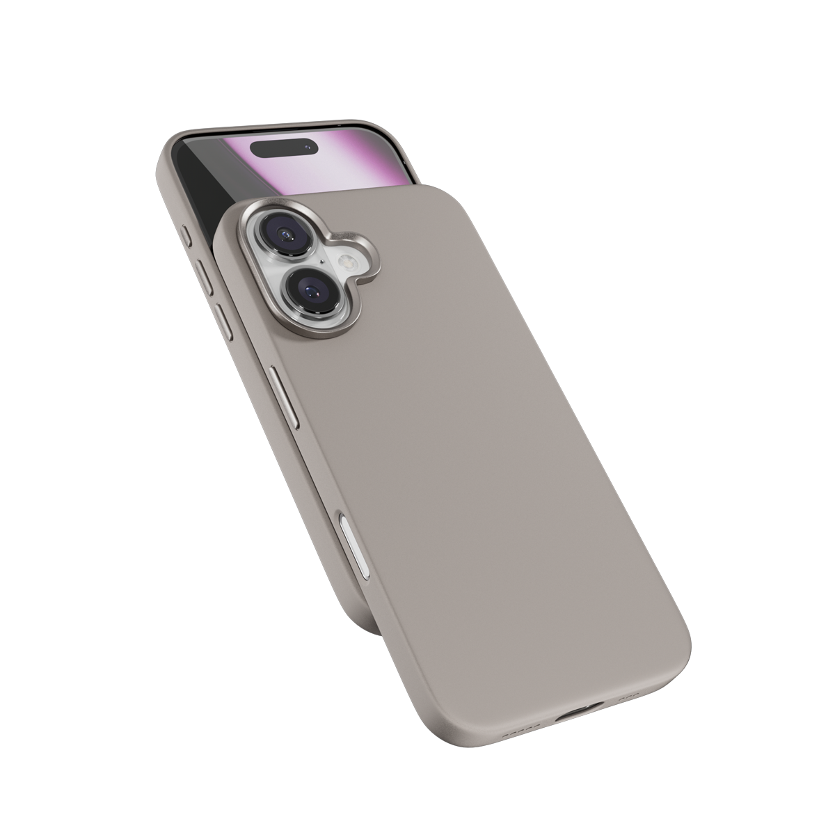 Epico Mag+ Silicone Case with Aluminium details for iPhone 16 - titanium beige