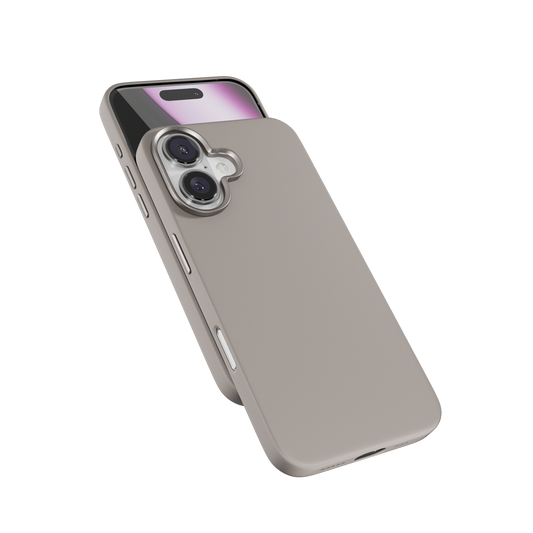 Epico Mag+ Silicone Case with Aluminium details for iPhone 16 - titanium beige