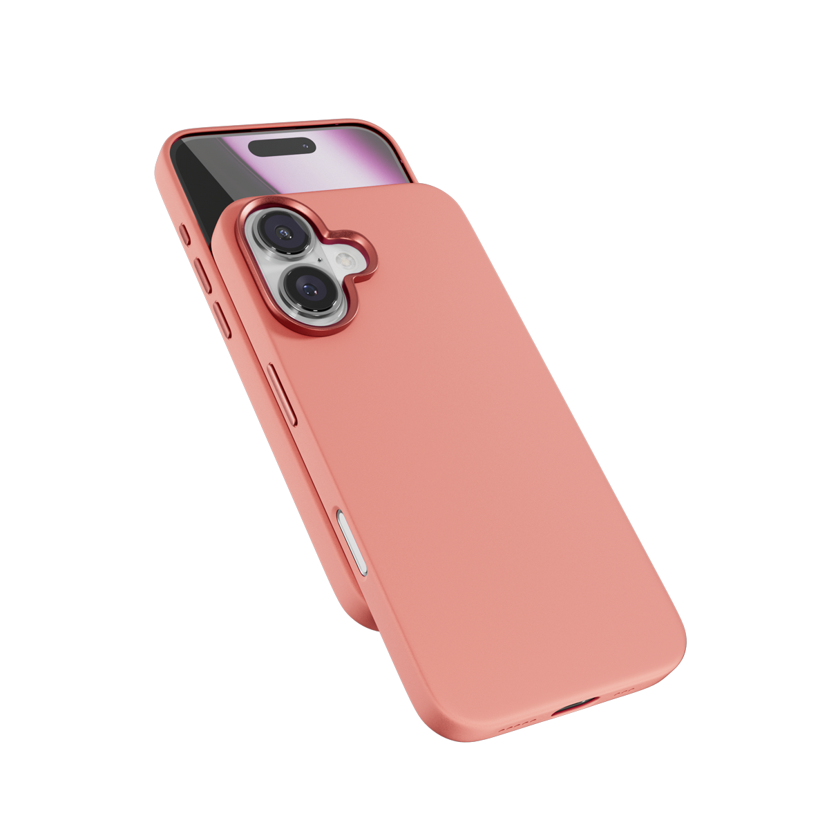 Epico Mag+ Silicone Case with Aluminium details for iPhone 16 Plus - peach pink